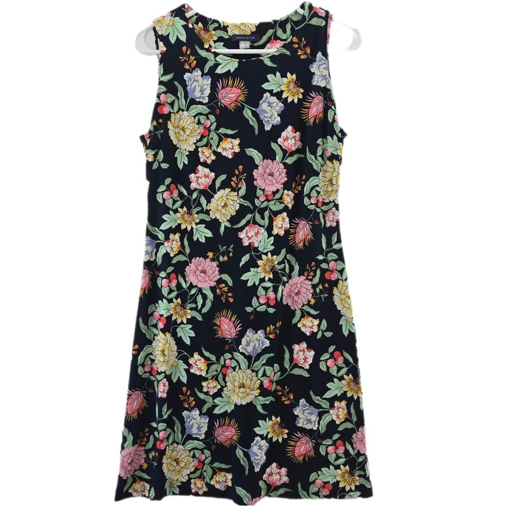 Tommy Hilfiger Floral‎ Print Sleeveless Casual Dress Women's 4 Black Multicolor